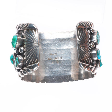 7" Heavy vintage Navajo Ernest Largo sterling silver turquoise cuff bracelet