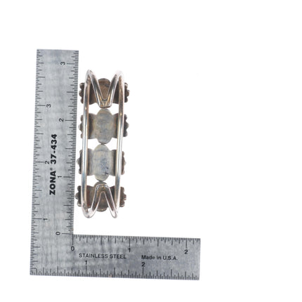 6" Vintage Zuni sterling silver petit point turquoise domed center cuff bracelet