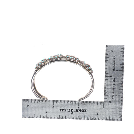 6" Vintage Zuni sterling silver petit point turquoise domed center cuff bracelet