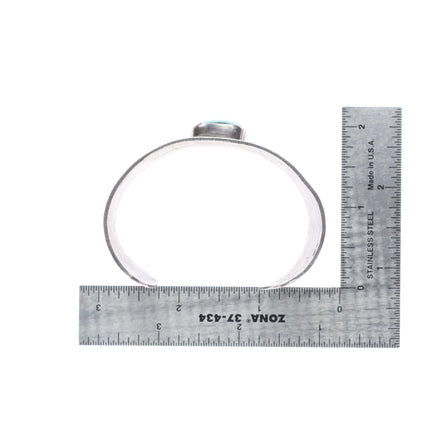 6.5" Vintage Navajo sterling silver deep stamped cuff bracelet with turquoise