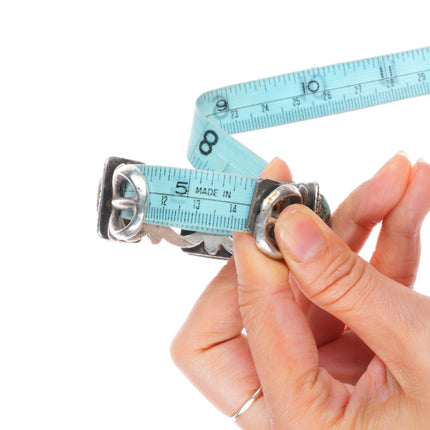 5.9" Vintage Navajo cast sterling silver cuff bracelet 3 green turquoise stones