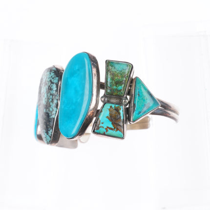 7" Vintage Southwestern/Navajo sterling silver multimine turquoise cuff bracelet