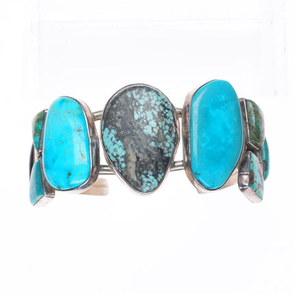 7" Vintage Southwestern/Navajo sterling silver multimine turquoise cuff bracelet