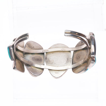 7" Vintage Southwestern/Navajo sterling silver multimine turquoise cuff bracelet