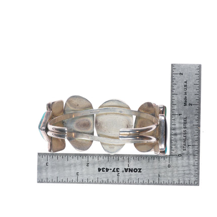 7" Vintage Southwestern/Navajo sterling silver multimine turquoise cuff bracelet