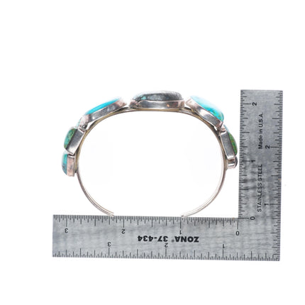7" Vintage Southwestern/Navajo sterling silver multimine turquoise cuff bracelet