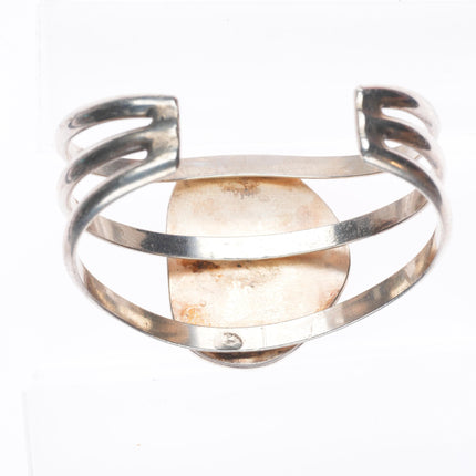 6" Vintage Navajo sterling silver Kingman turquoise 3 shank cuff bracelet