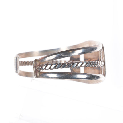 6.8" 1940's Vintage Navajo sterling silver petrified wood agate cuff bracelet