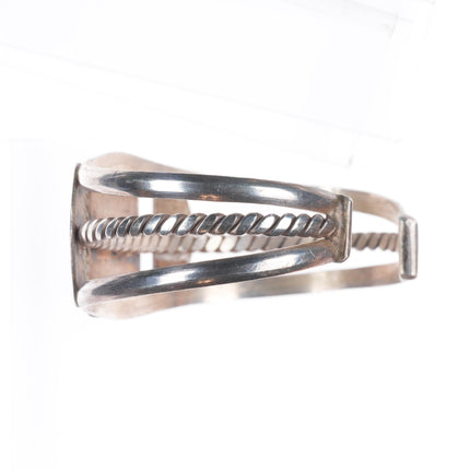 6.8" 1940's Vintage Navajo sterling silver petrified wood agate cuff bracelet