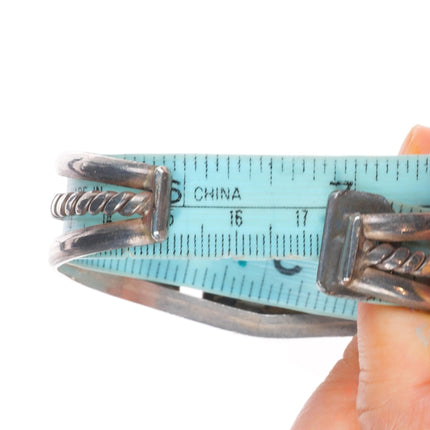 6.8" 1940's Vintage Navajo sterling silver petrified wood agate cuff bracelet