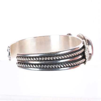 6.5" Patrick Yazzie Navajo sterling silver purple spiny oyster cuff bracelet