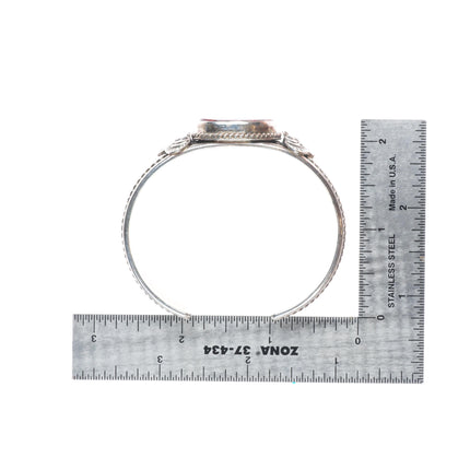 6.5" Patrick Yazzie Navajo sterling silver purple spiny oyster cuff bracelet