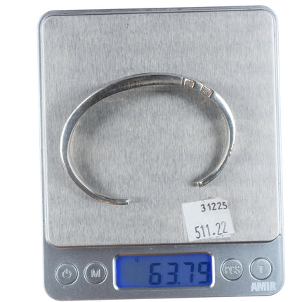 7.1" Vintage Navajo sterling silver lapis channel inlay cuff bracelet