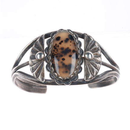 6.25" 1940's Vintage Montana agate Navajo sterling silver cuff bracelet