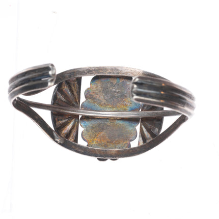 6.25" 1940's Vintage Montana agate Navajo sterling silver cuff bracelet