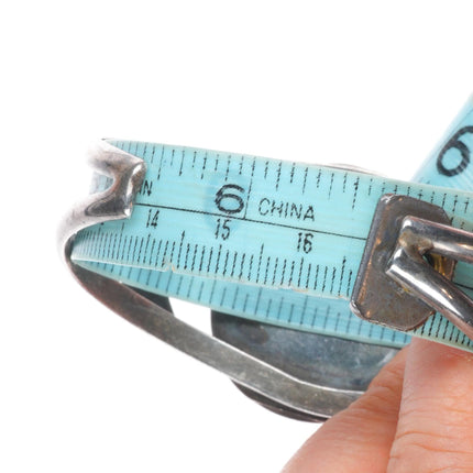 6.5" Vintage Zuni sterling silver mother of pearl/turquoise inlay cuff bracelet