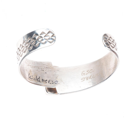 6.8" GSC Vintage Native American Wild Horse Jasper sterling silver cuff bracelet