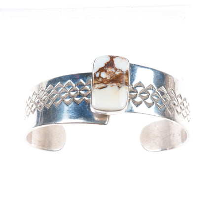 6.8" GSC Vintage Native American Wild Horse Jasper sterling silver cuff bracelet