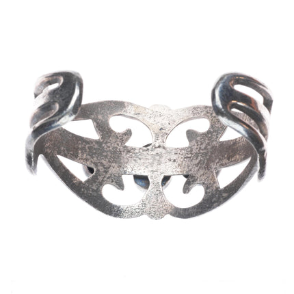 6.1" Vintage Navajo Bisbee turquoise cast sterling silver cuff bracelet