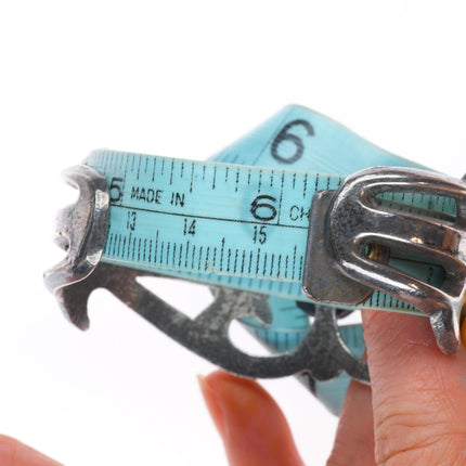6.1" Vintage Navajo Bisbee turquoise cast sterling silver cuff bracelet