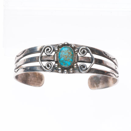 6.5" 1940 Lone Mountain spiderweb turquoise sterling silver Navajo cuff bracelet