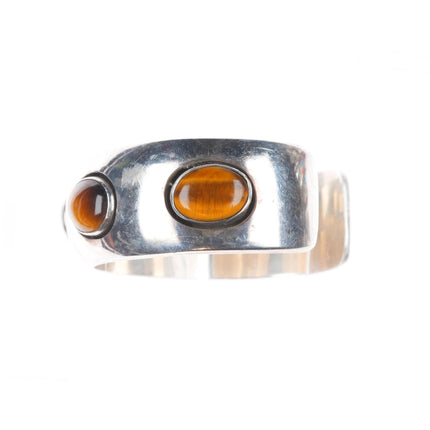 6.5" J Wright Southwestern modernist sterling silver tiger's eye cuff bracelet