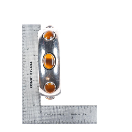 6.5" J Wright Southwestern modernist sterling silver tiger's eye cuff bracelet