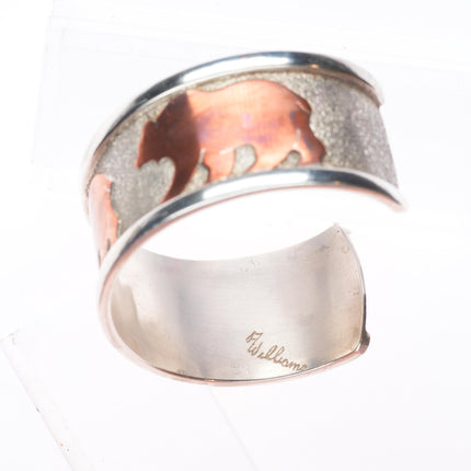 6.75" J Williams Native American sterling silver copper bears cuff bracelet