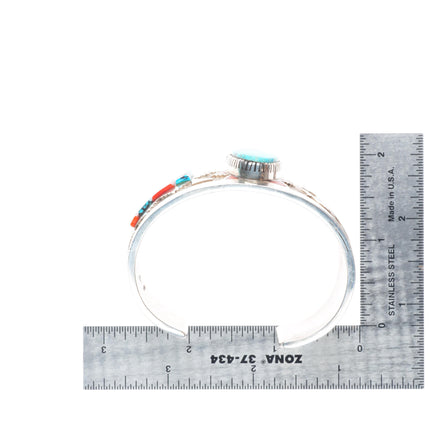 6.5" Michael Perry Navajo sterling silver, turquoise, coral horse cuff bracelet