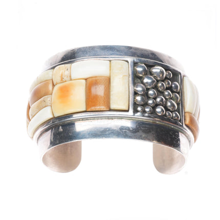 6.5" Vintage Jack Woolsey Versions Modernist sterling fossil cuff bracelet