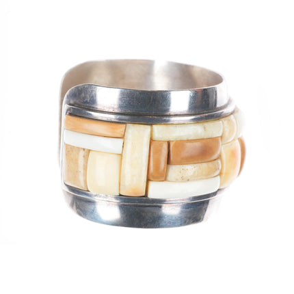 6.5" Vintage Jack Woolsey Versions Modernist sterling fossil cuff bracelet