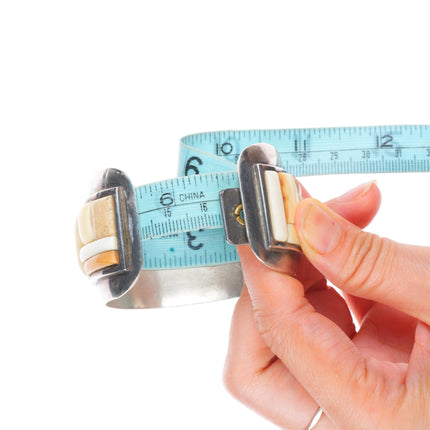 6.5" Vintage Jack Woolsey Versions Modernist sterling fossil cuff bracelet