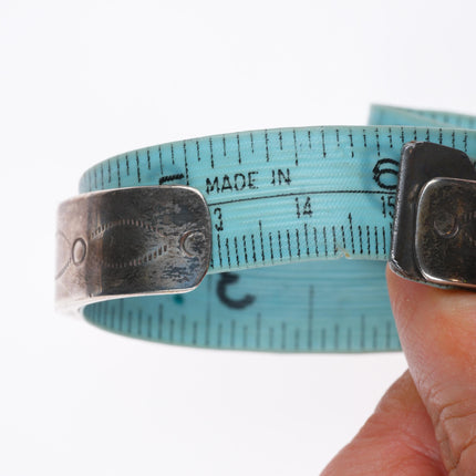 6" Vintage Zuni sterling silver yellow mother of pearl inlay cuff bracelet