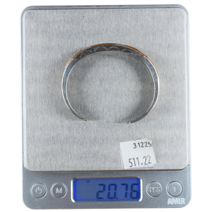 6" Vintage Zuni sterling silver yellow mother of pearl inlay cuff bracelet