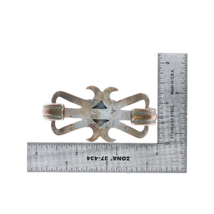 6.7" Vintage Zuni ingot silver high grade turquoise cast cuff bracelet