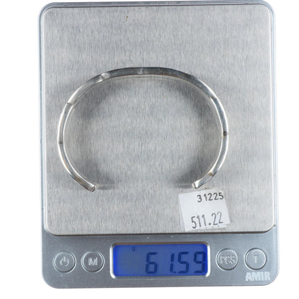 7.25" Nora Tahe Navajo sterling silver deep stamped heavy gauge cuff bracelet