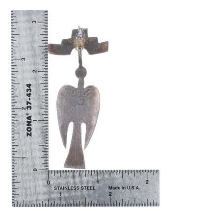 Vintage Navajo sterling silver Peyote Bird hand stamped dangle earrings