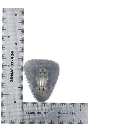 Vintage Navajo sterling silver high grade turquoise clip-on earrings