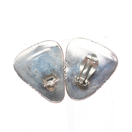Vintage Navajo sterling silver high grade turquoise clip-on earrings