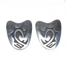 Bernard Dawahoya Hopi overlay vintage sterling silver clip-on earrings
