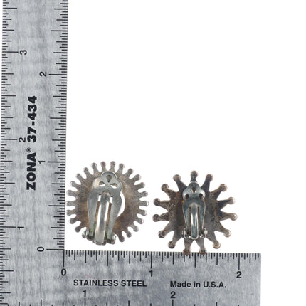 40's-50's Zuni petit point turquoise sterling silver clip-on earrings