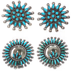 40's-50's Zuni petit point turquoise sterling silver clip-on earrings