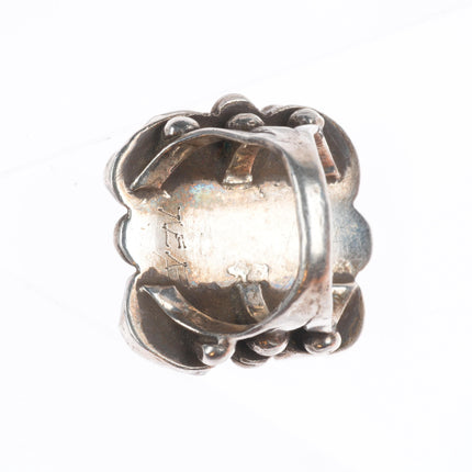 sz8 40's-50's Vintage CG Wallace Zuni sterling silver turquoise cluster ring