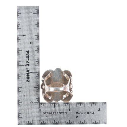 sz8 40's-50's Vintage CG Wallace Zuni sterling silver turquoise cluster ring