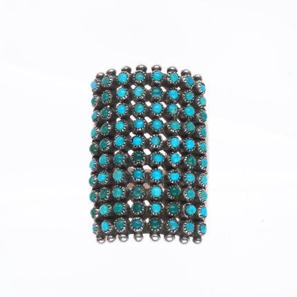 sz6 80 stone turquoise 1940's Vintage Zuni sterling silver snake eye ring
