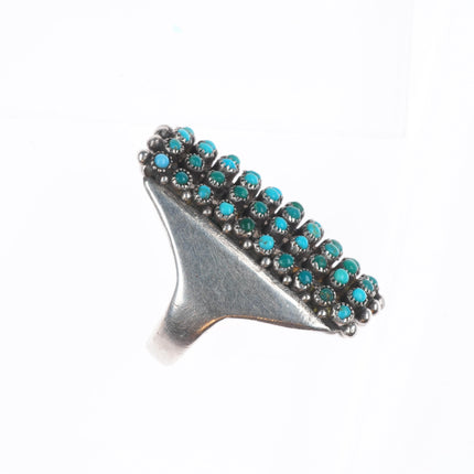 sz6 80 stone turquoise 1940's Vintage Zuni sterling silver snake eye ring