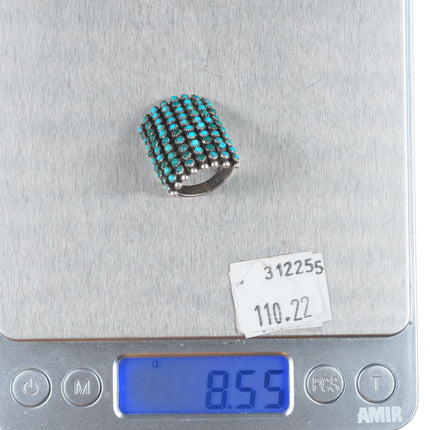 sz6 80 stone turquoise 1940's Vintage Zuni sterling silver snake eye ring