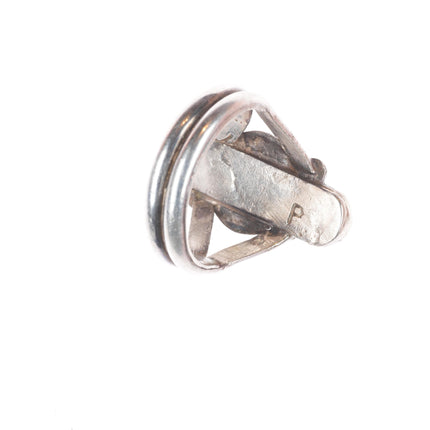 sz13 c1950's P Navajo sterling silver 3 stone turquoise men's ring