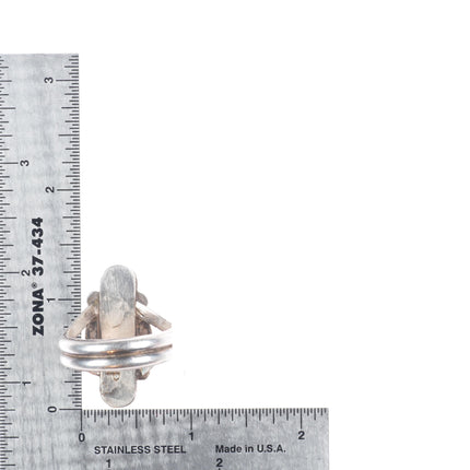 sz13 c1950's P Navajo sterling silver 3 stone turquoise men's ring