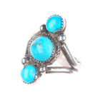 sz13 c1950's P Navajo sterling silver 3 stone turquoise men's ring